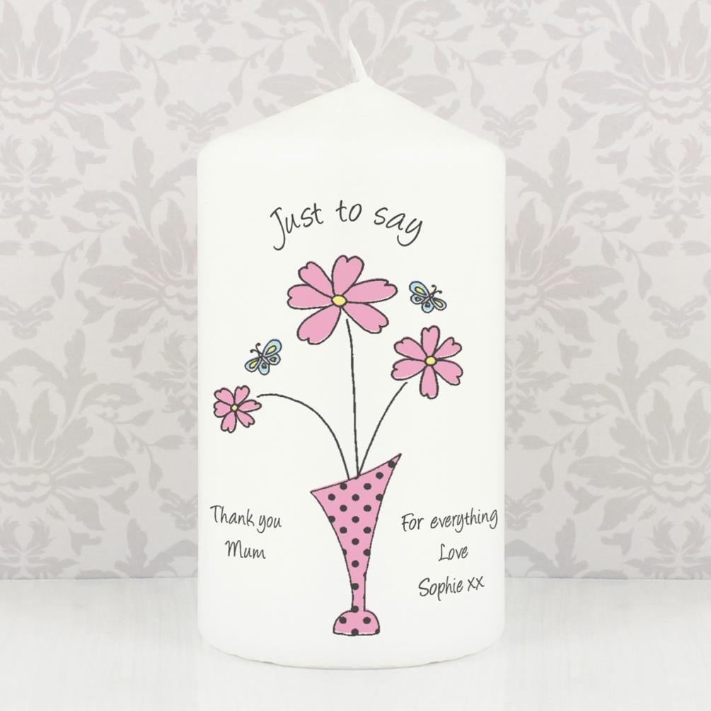 Personalised Flower in Vase Pillar Candle Extra Image 1